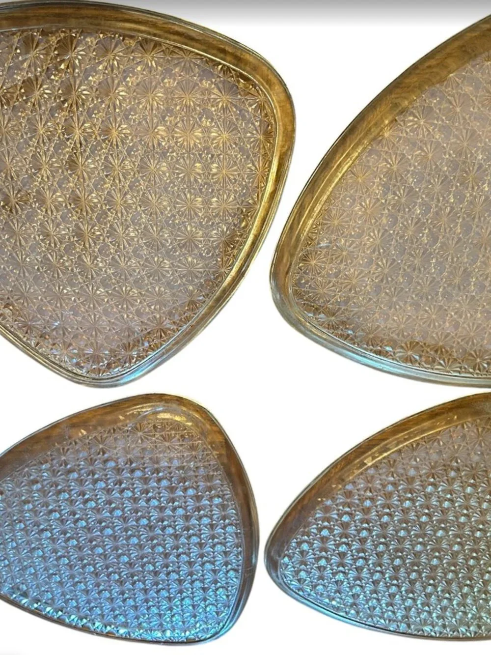 MCM VINTAGE GLASS DAISY PLATES SET 8 ANCHOR HOCKING 1960s
